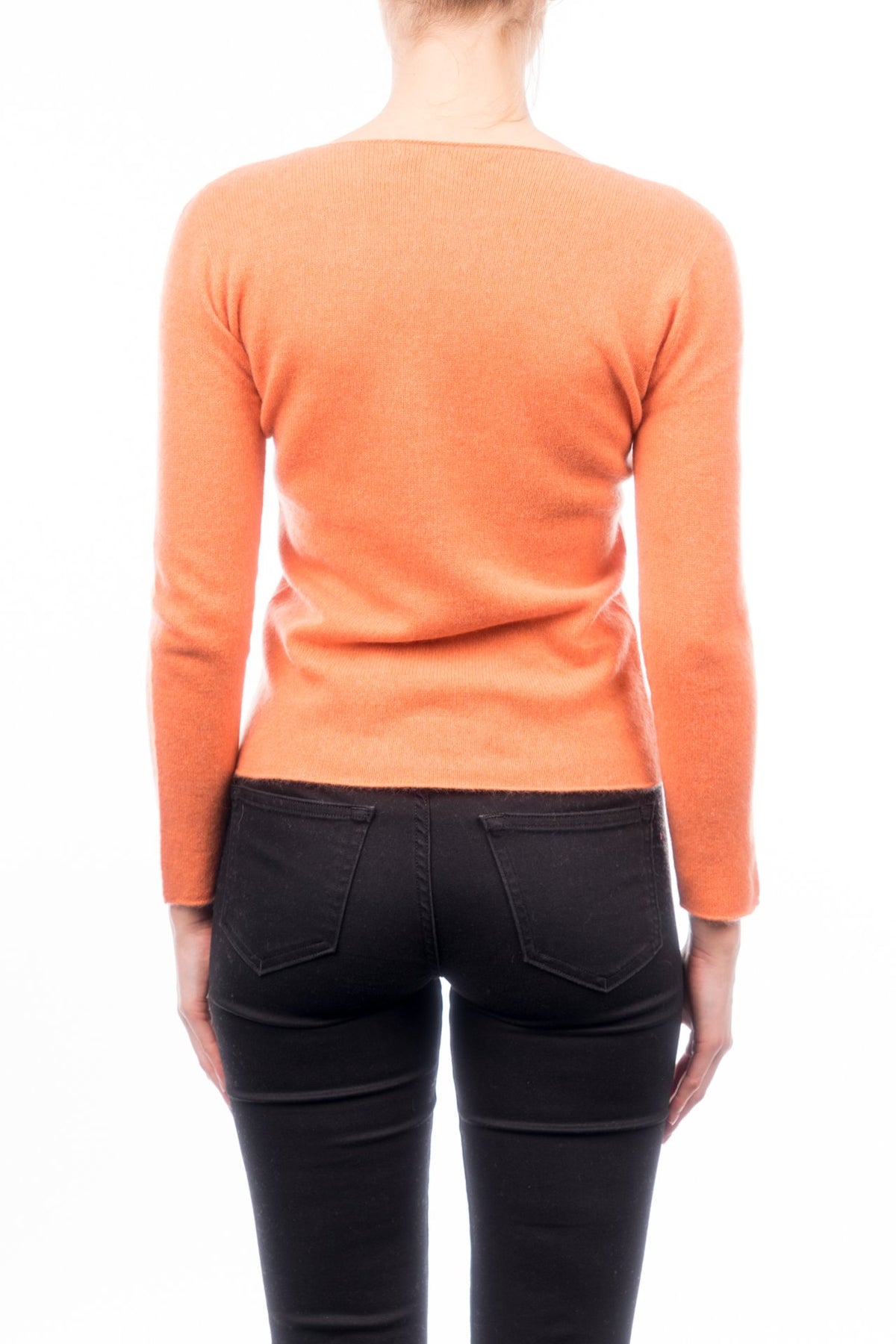 Orange Women's 100% Cashmere Crewneck, view 3