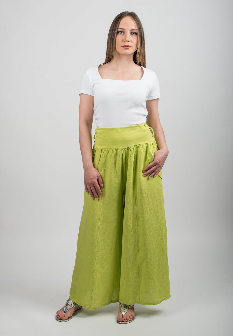 Green Twill Double Pleat Front Wide Leg Trousers | Nobody's Child