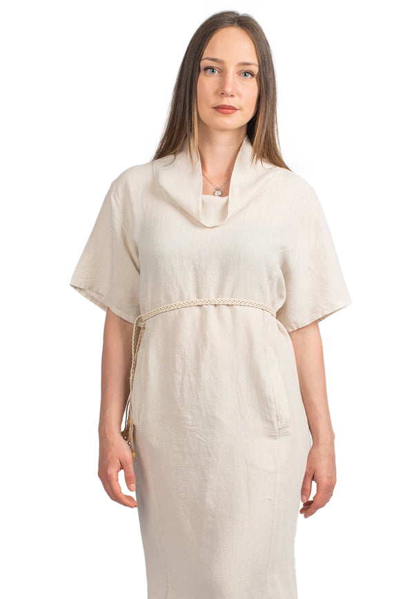 Short dress in 100% Linen