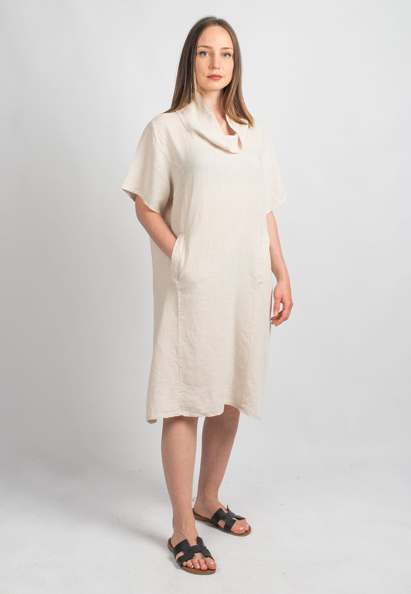 Short dress in 100% Linen