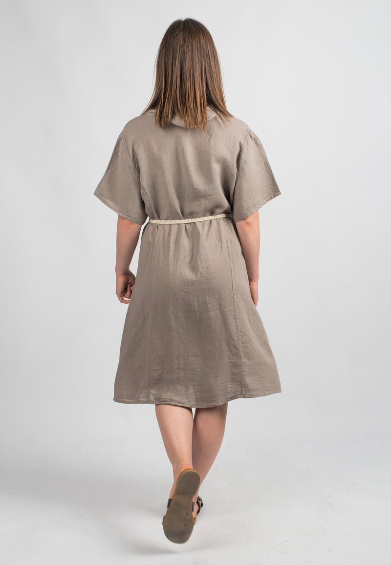 Short dress in 100% Linen