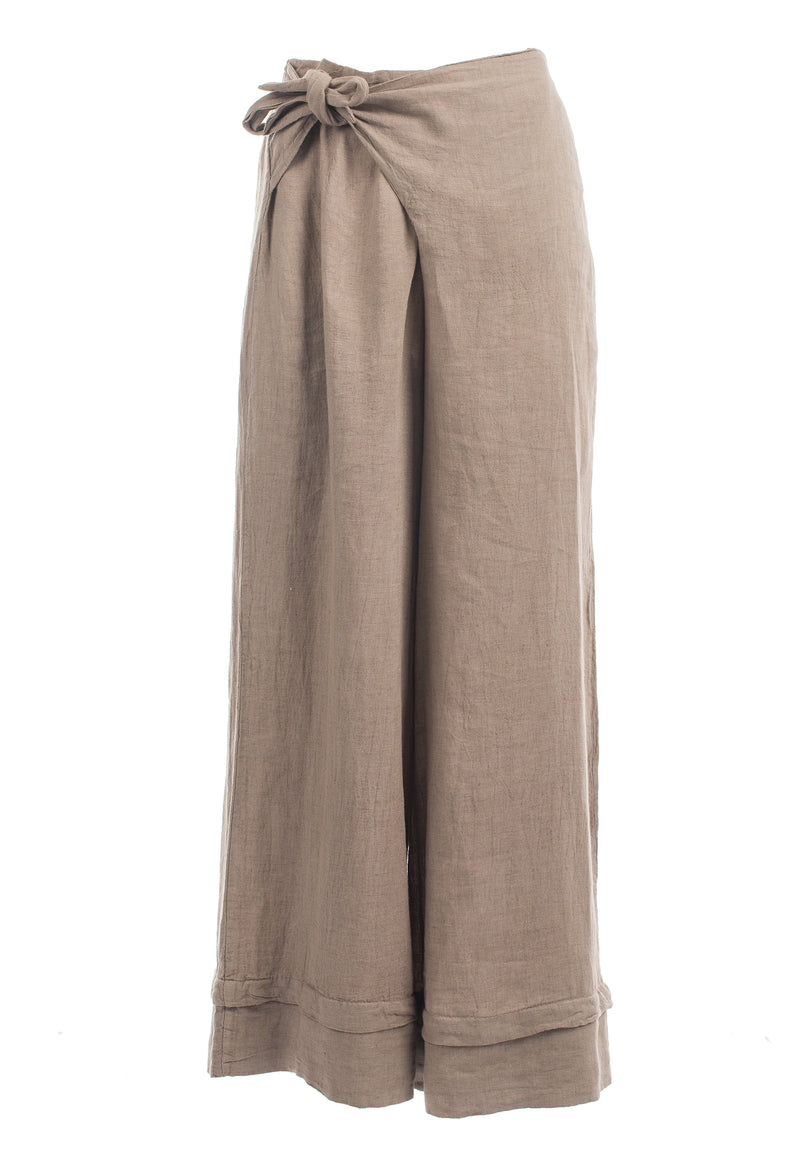 Trousers 100% linen with bow