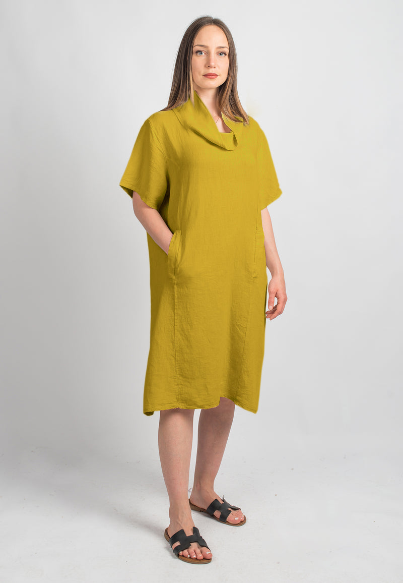 Short dress in 100% Linen