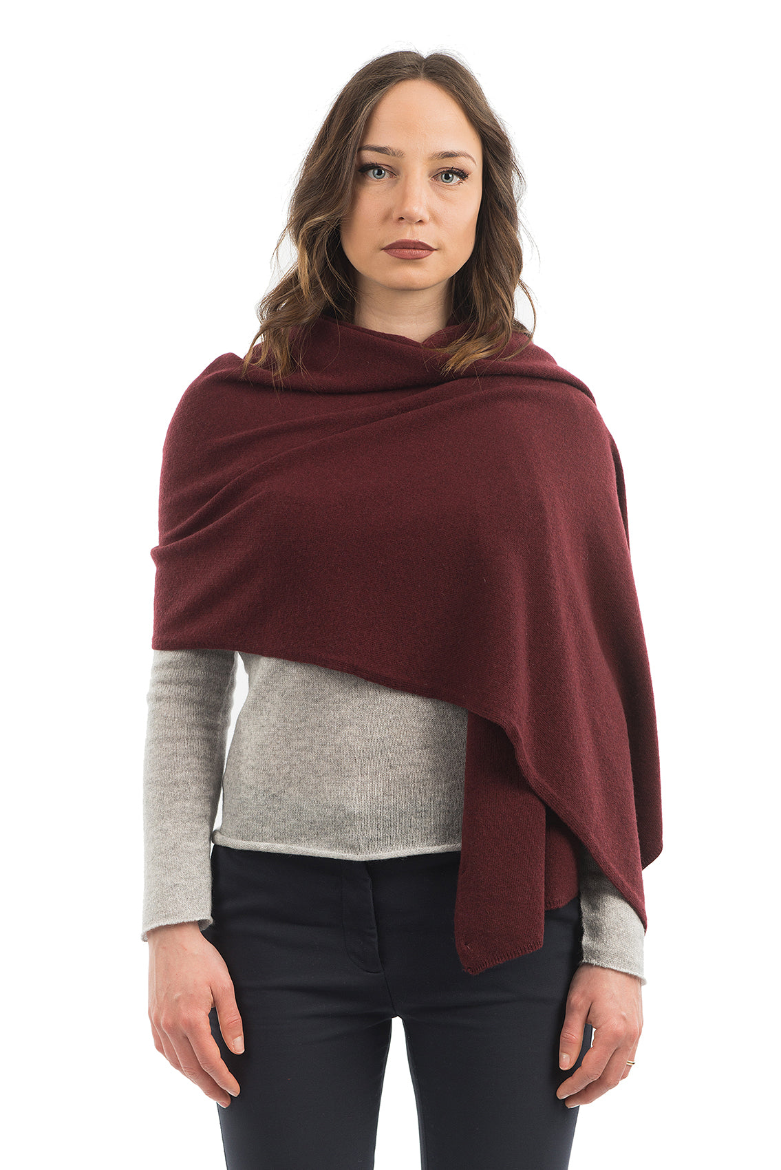 Burgundy Women's Cashmere Blend Wrap, view 2