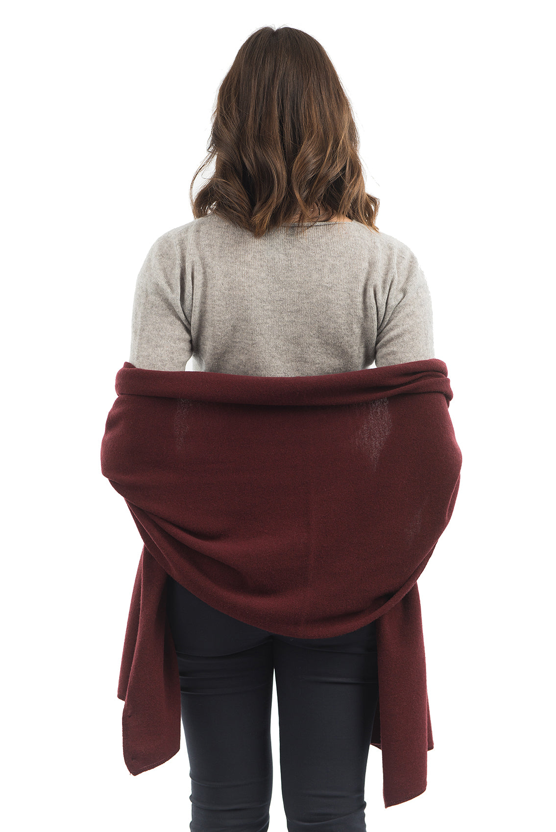 Burgundy Women's Cashmere Blend Wrap, view 3