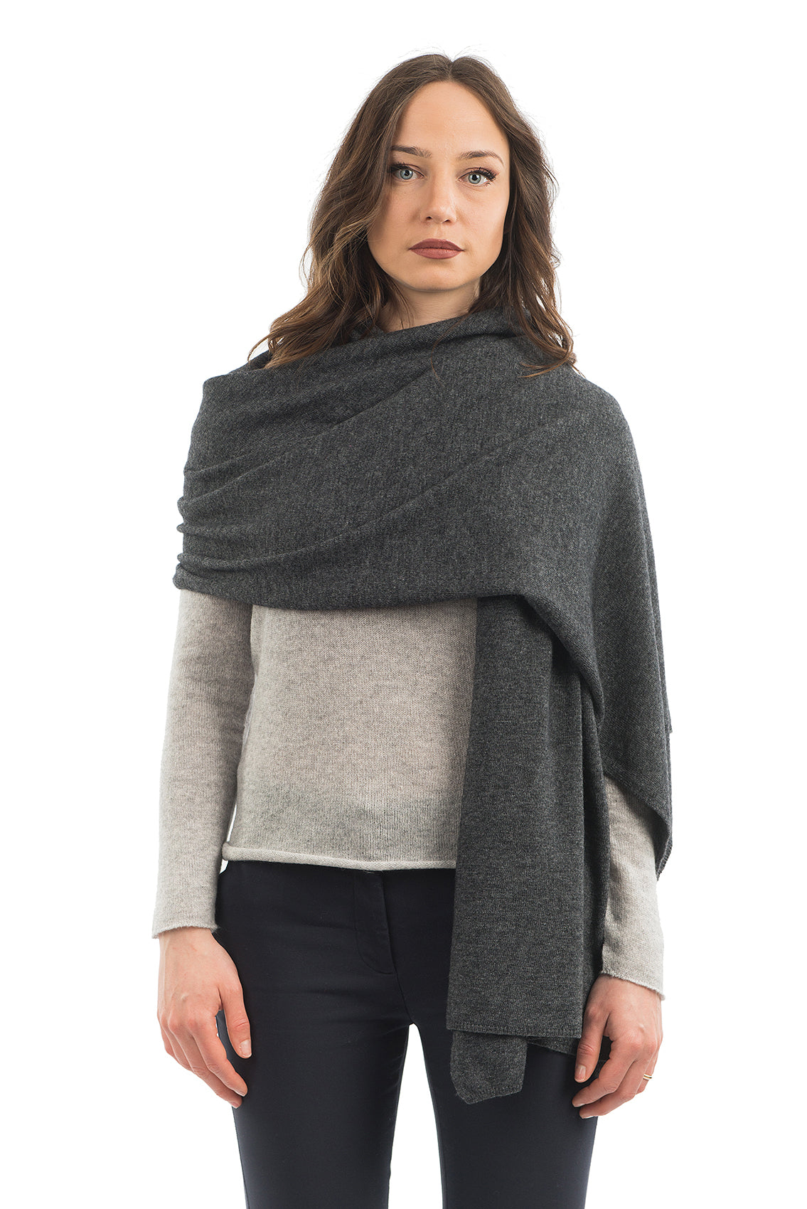 Charcoal Women's Cashmere Blend Wrap