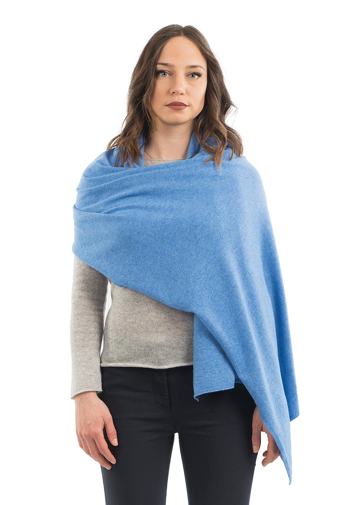 Light Blue Women's Cashmere Blend Wrap, view 2