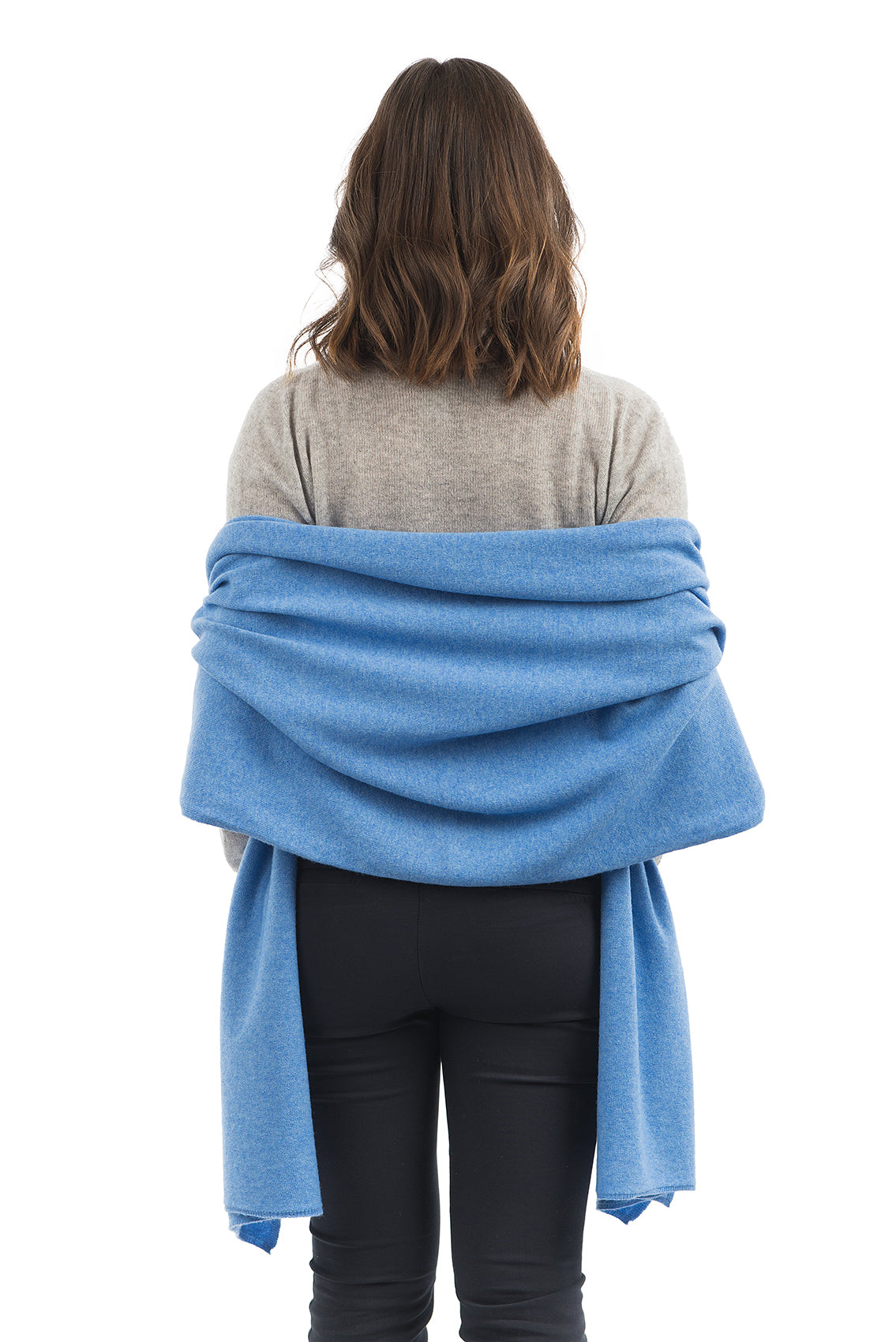 Light Blue Women's Cashmere Blend Wrap, view 3