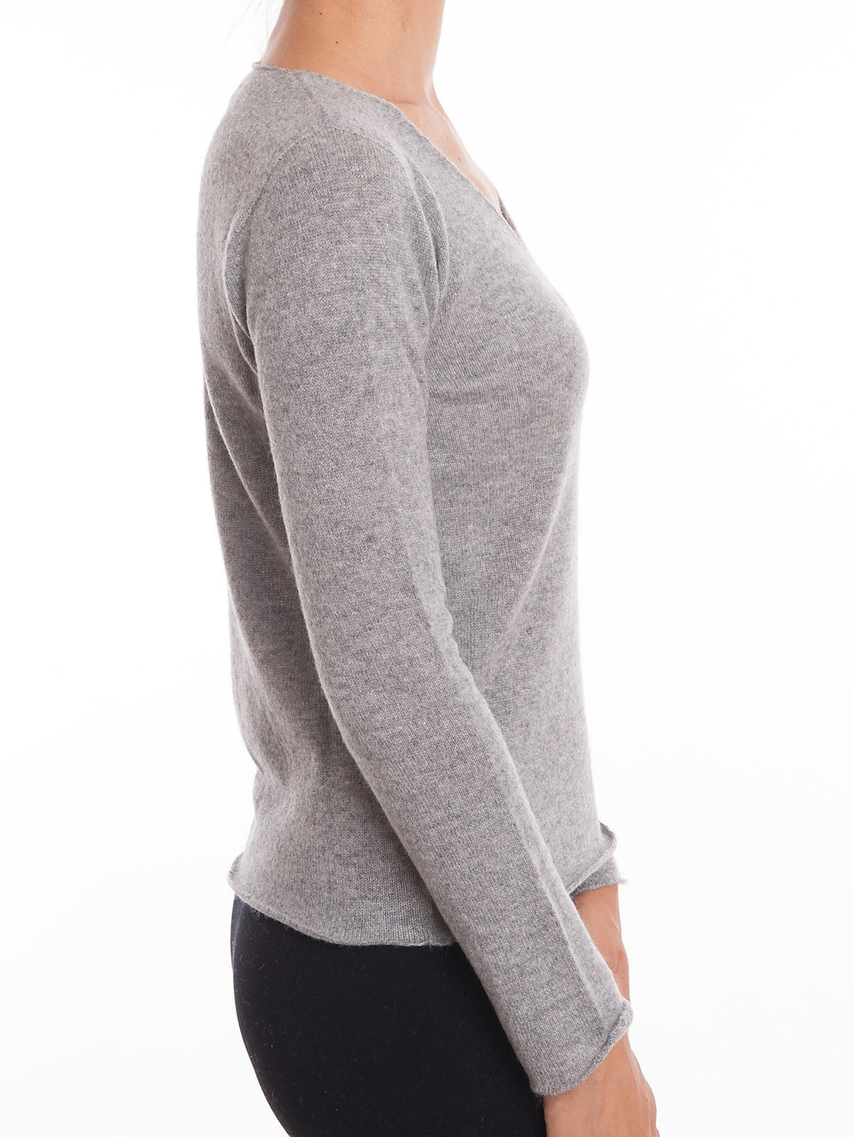 Blue Women's 100% Cashmere V-Neck, view 5