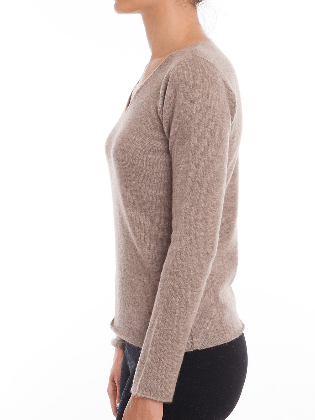 Mink Women's 100% Cashmere V-Neck, view 4