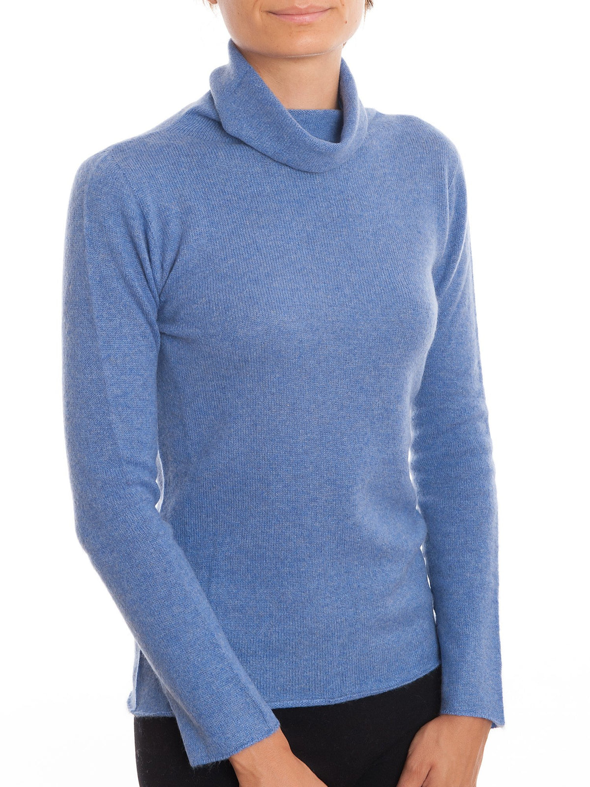 Light Blue Women's 100% Cashmere Turtleneck