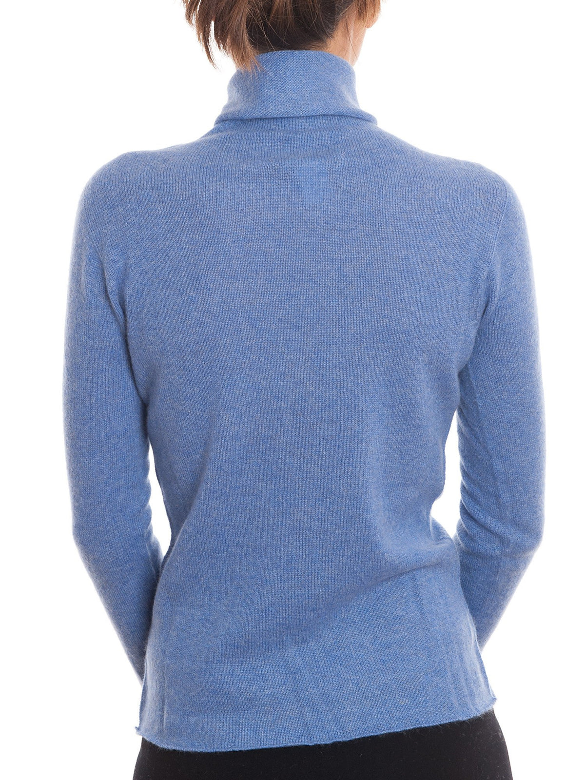 Light Blue Women's 100% Cashmere Turtleneck, view 4