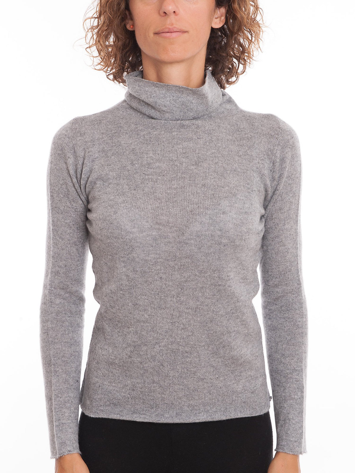 Gray Women's 100% Cashmere Turtleneck
