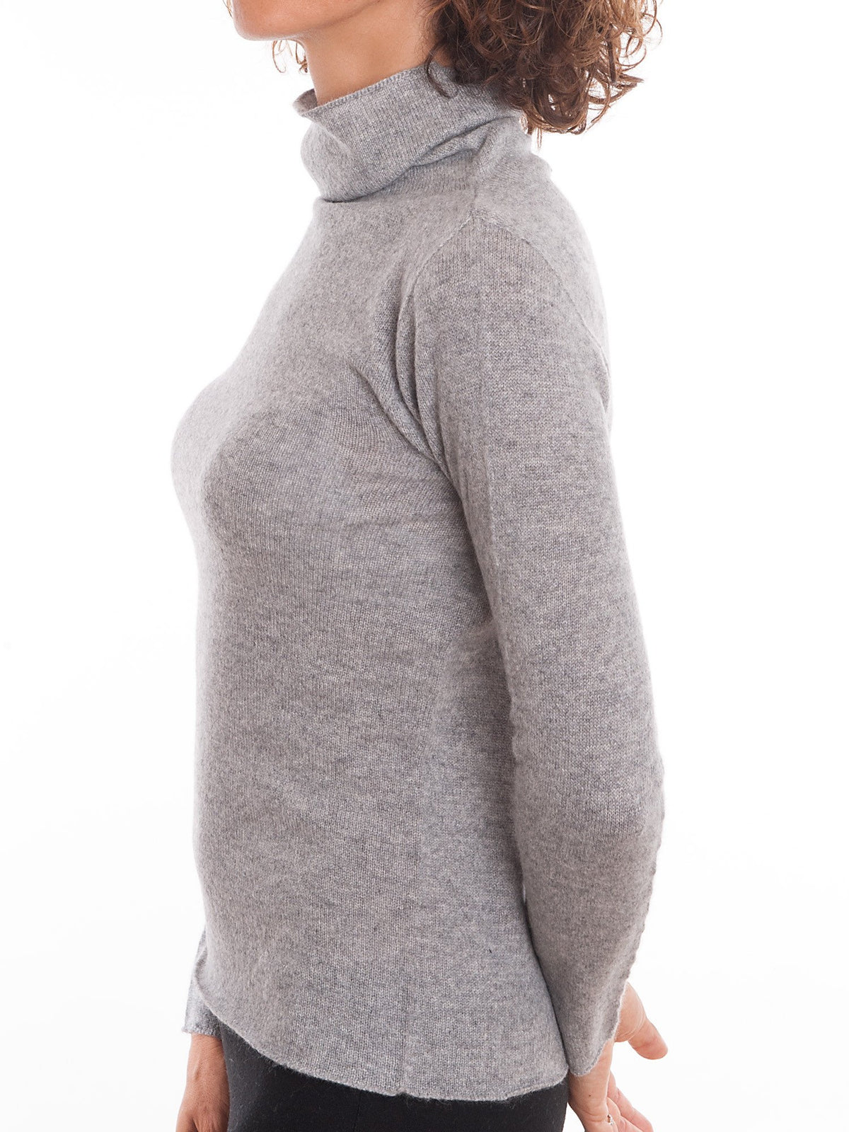 Gray Women's 100% Cashmere Turtleneck, view 2