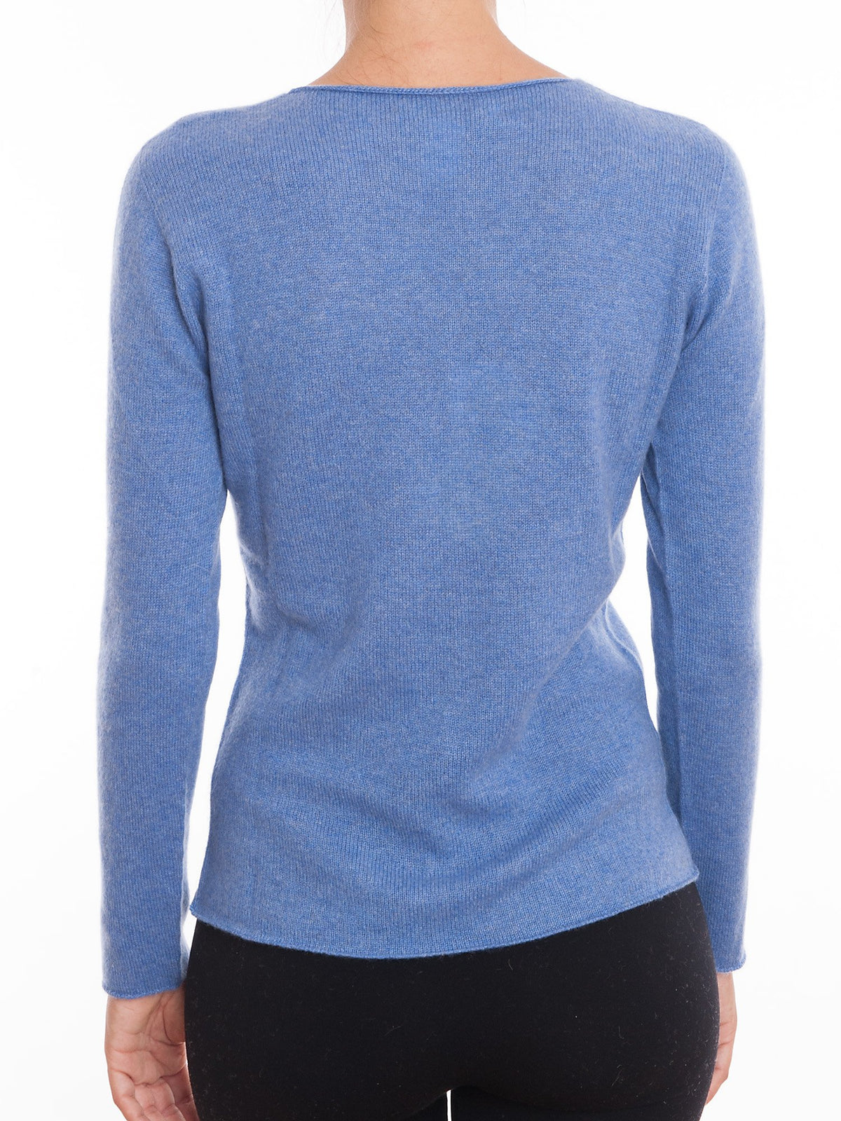 Light Blue Women's 100% Cashmere V-Neck Cardigan, view 4