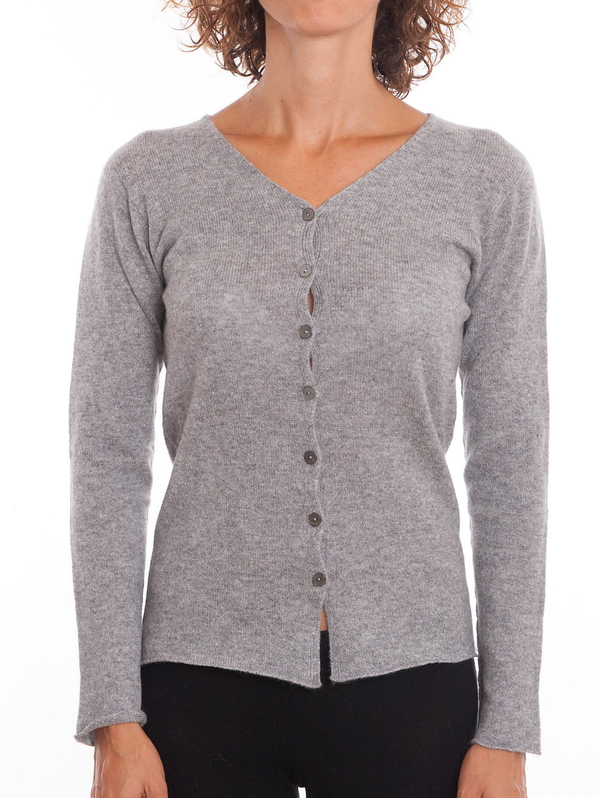 Light Blue Women's 100% Cashmere V-Neck Cardigan, view 5