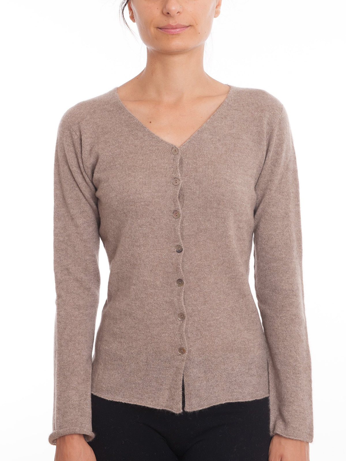 Mink Women's 100% Cashmere V-Neck Cardigan