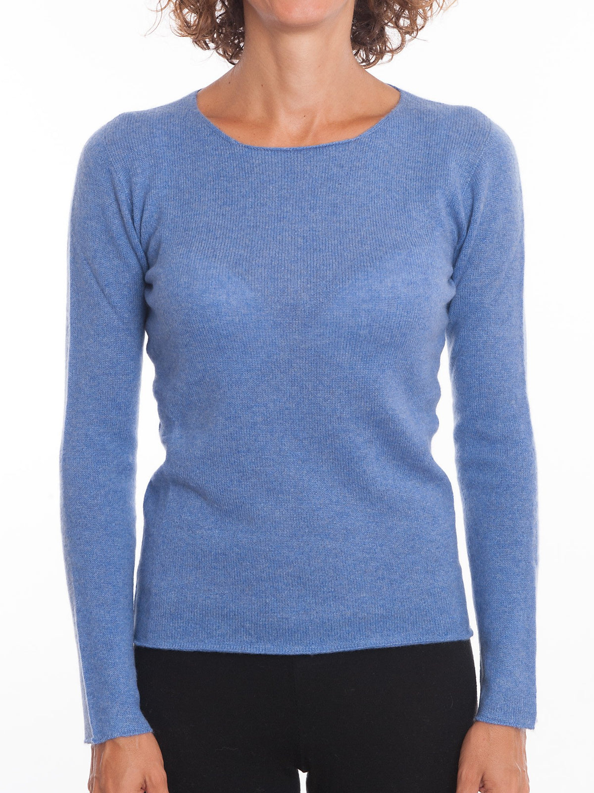 Light Blue Women's 100% Cashmere Crewneck