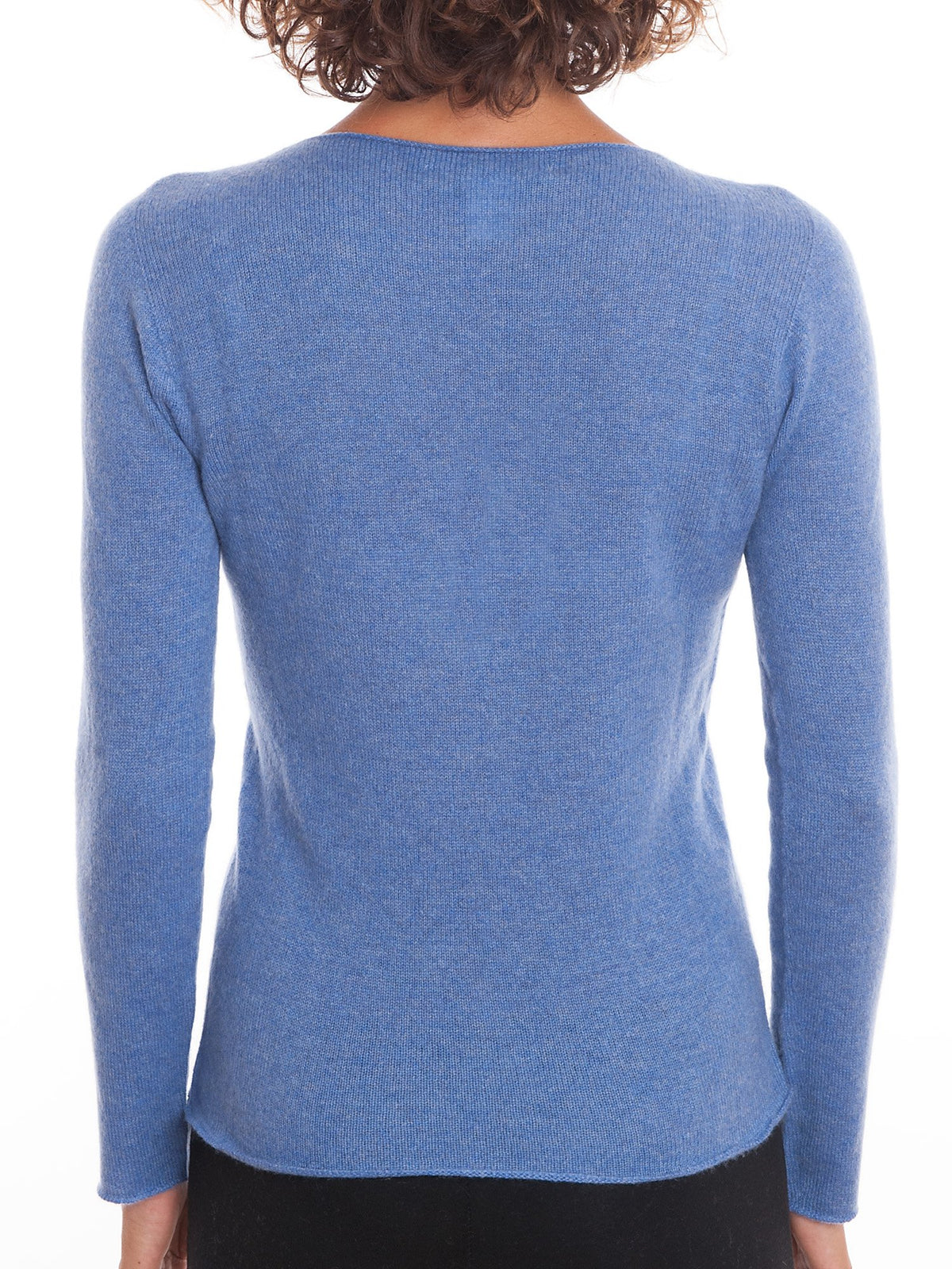 Light Blue Women's 100% Cashmere Crewneck, view 3