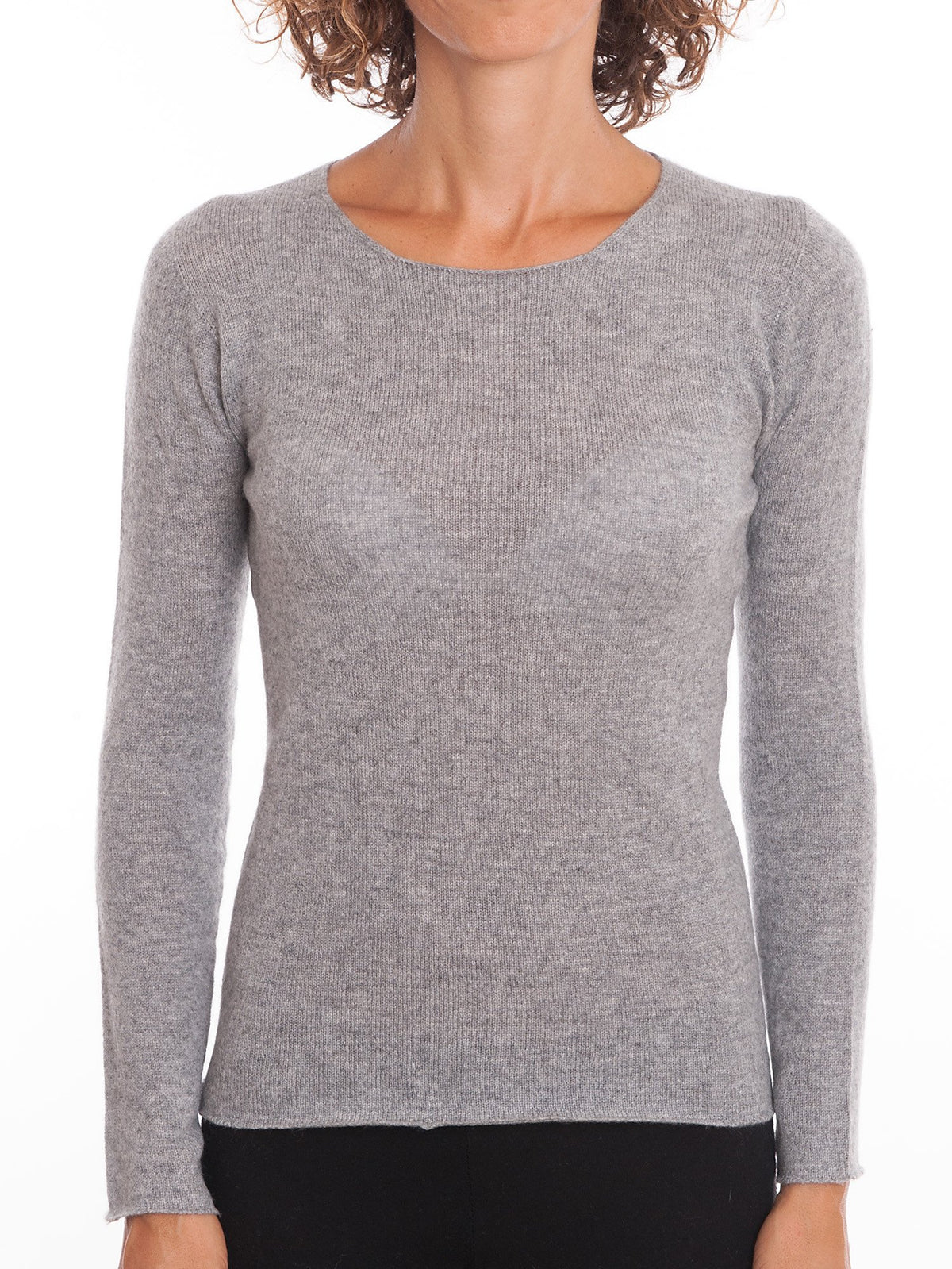 Gray Women's 100% Cashmere Crewneck