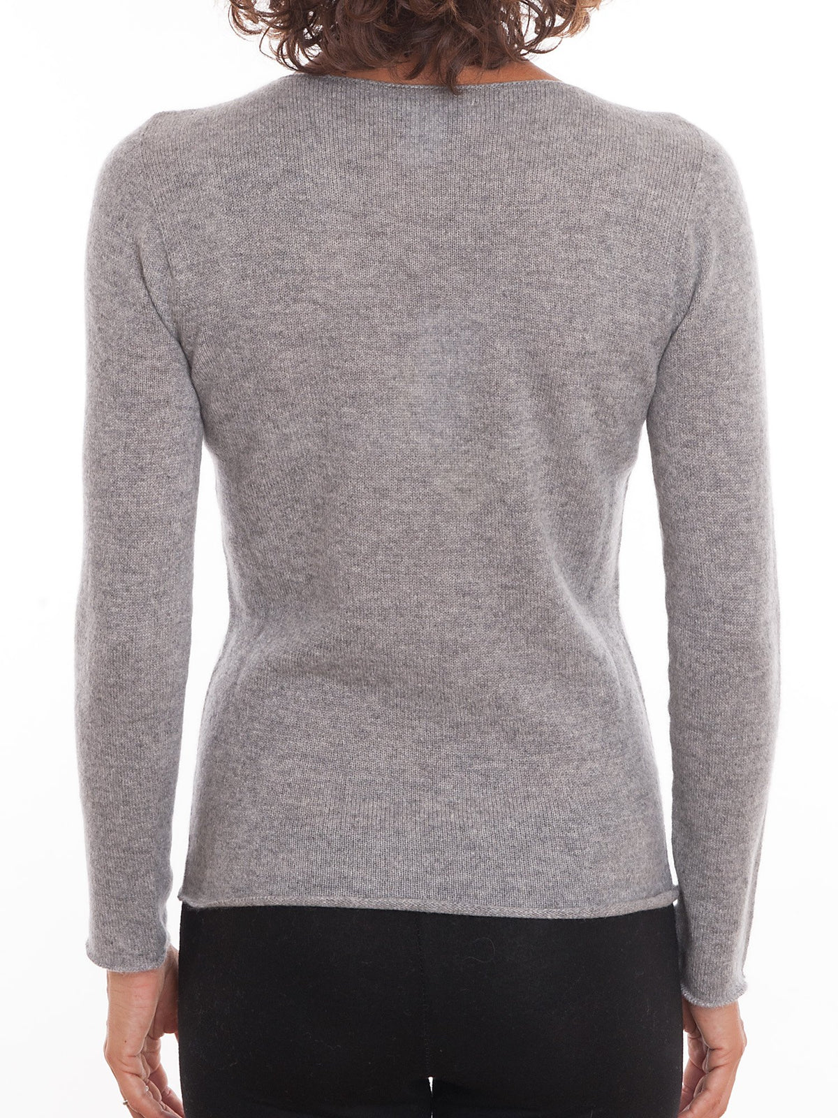 Gray Women's 100% Cashmere Crewneck, view 3