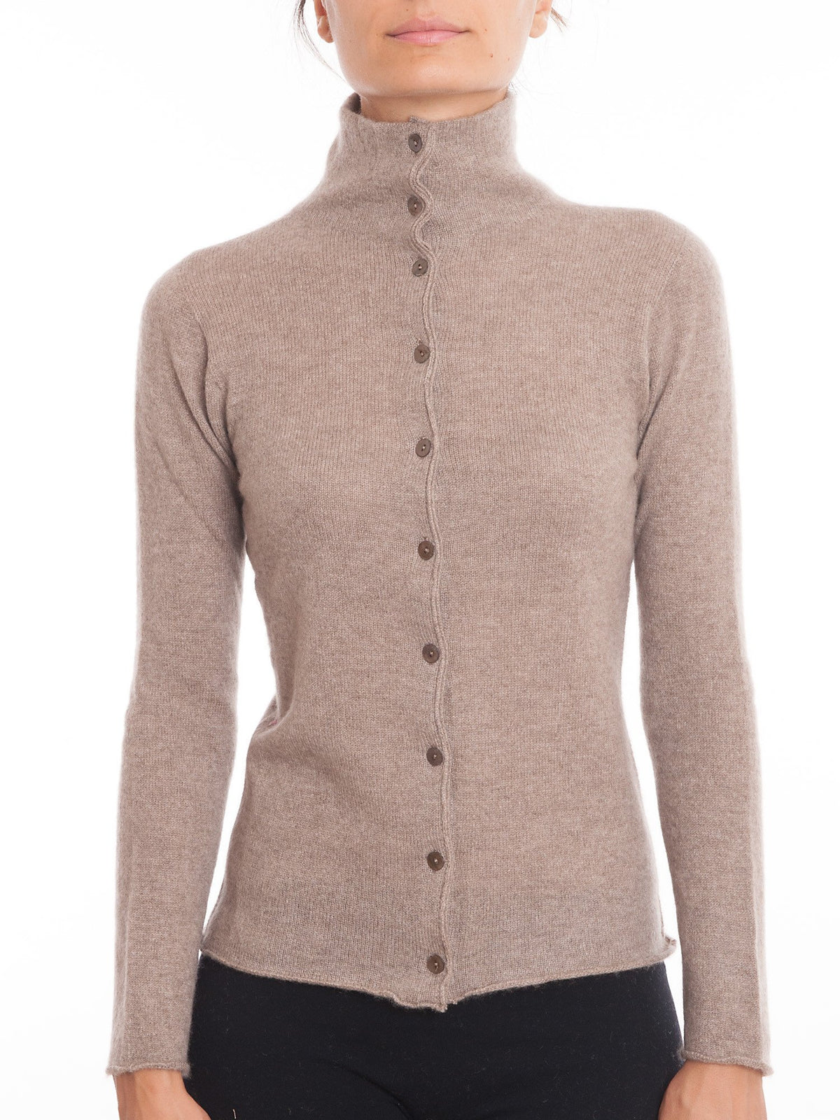 Mink Women's 100% Cashmere Mock Neck Bomber